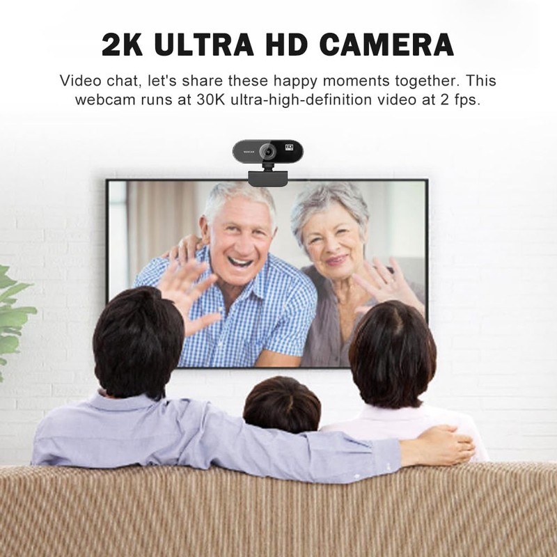 2K Ultra HD Webcam with Microphone, Full HD 2K Webcam