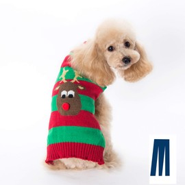 Mikayoo Dog Christmas Sweater, Pet Xmas Sweater, Cat Holiday Sweater, Legless Design Keep Warm and Move Freely, Holiday Festive Sweater for Small Dogs or Cats (Red Deer XS)