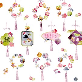 Square Shop Wall Sticker W0088 W0088 11.8 x 53.1 inches (30 x 135 cm), Hinamatsuri, Hanging Hinamatsuri, Hinamatsuri, Peach Festival, Girls' First Festival (Normal Size: Good Matching Wreath)