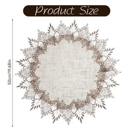 Dollies for Tables, 15 Inch Round Table Runner Natural Linen Doily Beige Lace Placemats Dresser Scarf Vintage Crochet Coffee Table Mat for Home Kitchen Dining Tables