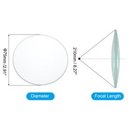 MECCANIXITY Double Convex Lens, 8.27"(210mm) Focal Length 2.91" (75mm) Diameter Optically Worked Glass Polished Ground Edges Great for Physics Class, 1 Pack