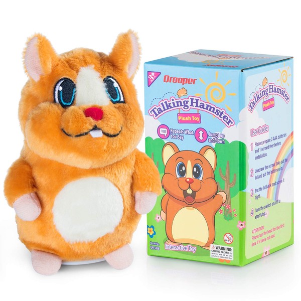 Qrooper Kids Toys Talking Hamster Repeats What You Say Toddler Toys for Kids, Autism Sensory Toys for Kids 2 3 4 5 6 7, Plush Stuffed Animals Toys, for 2 Year Old Girl & Boy