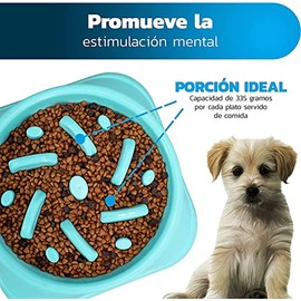 Bluelander Plato para Perro con Alimentación Lenta para Todo Tipo de Razas y Tamaños, Antideslizante, Evita Asfixia e Hinchazón, No Tóxico, Diseño Divertido, Ecológico y Fácil de Lavar (Azul)