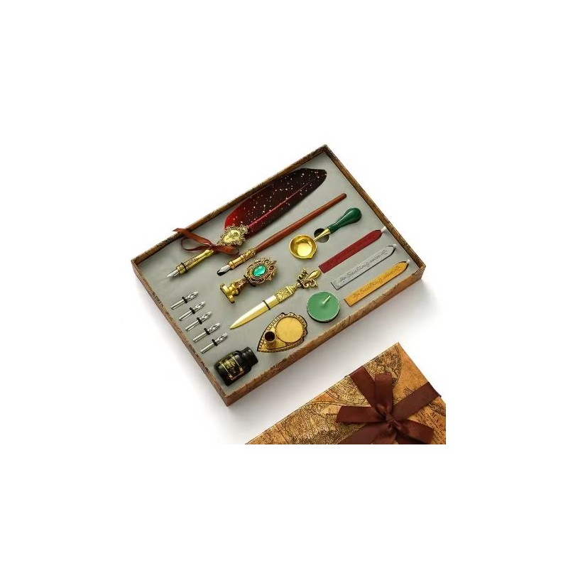 Feather Fountain Pen Set for Calligraphy Writing – Retro Style
