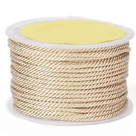 CABODYALS 27 Yards 3MM Twisted Silk Rope Cord Soft White Rope Satin Honer Cord Trim Beige Braided Twine Nylon Cord Thick Decorative Handfasting Rope Cording for Crafts Curtain Bracelets Graduation Diy