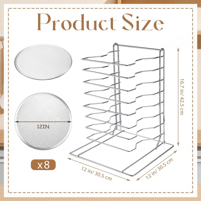 Zhehao Pizza Rack 8 Tiered Stand 16.7'' H x 12''