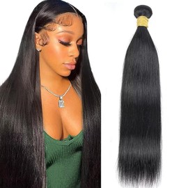 Human Hair Bundles 12A Brazilian Straight Human Hair Bundles 100% Unprocessed Remy Straight Weave Bundles Human Hair Double Weft Hair Bundles 95-100g Natural Color 20 Inch