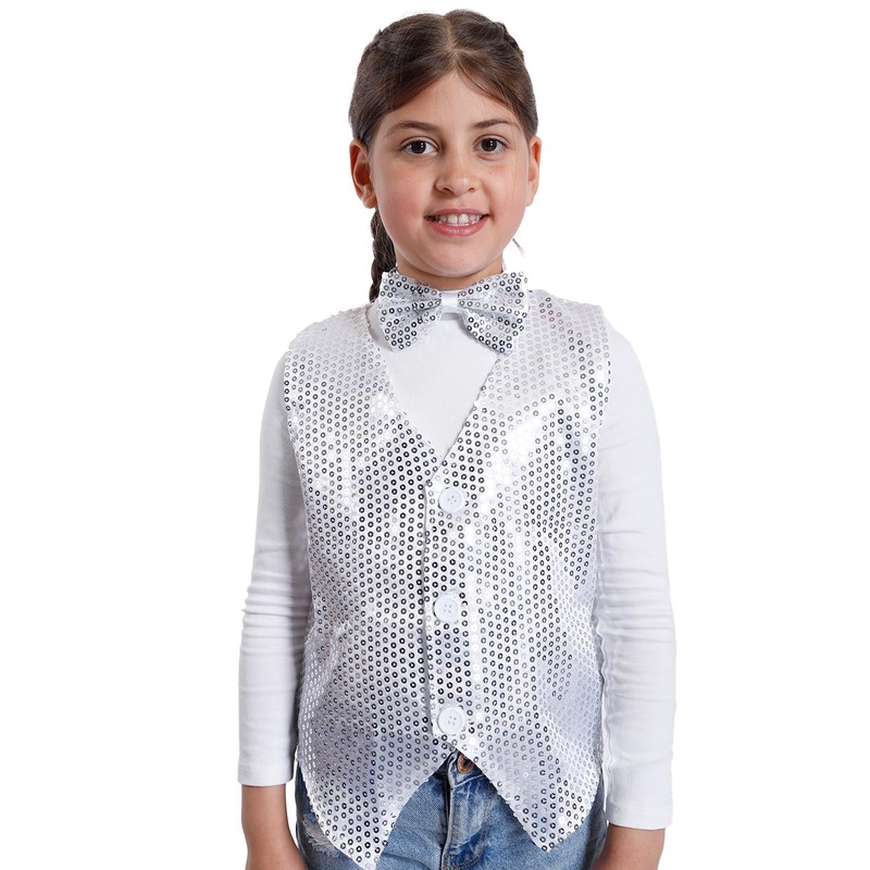 Carnavalife Boys Girls Sequin Vest Hip Hop Vest Costume for