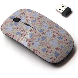 2.4G Wireless Mouse with Cute Pattern Design for All Laptops and Desktops with Nano Receiver - Cute Christmas symbolsfestive