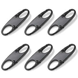 Zipper Clip Theft Deterrent, Mabor 6Pcs Double Small Zipper Clips Anti Theft S Zipper Pull Locks for Backpacks Camping Fishing Traveling Outdoor Sports(Black)