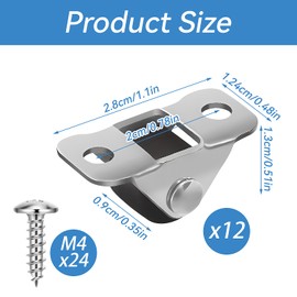 12 PCS Mini Caster Wheels, 0.5 Inch Rubber Rolling Wheels Low Profile Mini Swivel Steel Casters Metal Fixed Plate Castor Wheel for Small Appliances Furniture DIY Project