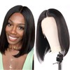 VIYAIVY Straight Bob Wig Lace Front Wig Deep T Part Bob Lace Wigs Brazilian Wet and Wavy Human Hair Wigs for Black Women Pre plucked Can be Dyed 12 Inch