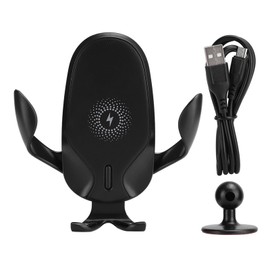 ABS Quick Convenient Charging 360 Degrees Rotation Safe Reliable Car Bracket High Efficiency Mobile Phone Wireless ChargerBlack