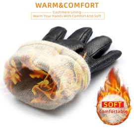 SURAWIL Mens Leather Gloves Mens Dress Glove Touchscreen Winter Gloves for Men Driving Gloves Cashmere Lined M051US-T Black M