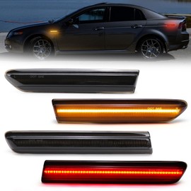 Front Rear LED Side Marker Lights for Acura TL 2004 2005 2006 2007 2008 Amber Red Smoked Lens Fender Turn Signal Indicator Assembly Replace OEM 33850SEPA01