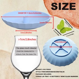 LAVOZZA 5-Pack Wine Glass Charcuterie Topper, 5pcs with Butterfly Wine Glass Markers,Wine Glass Topper Appetizer Plates |Drink Tags, Wine Glass Covers for Family Party, Bar, Outdoor Gatherings