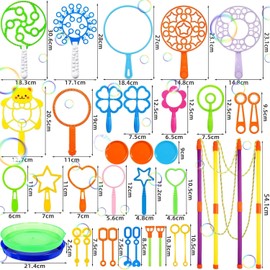 MIOEUZS 36PCS Kit Bolle di Sapone Giganti per Bambini con Bacchette e Strumenti Creativi – Set Giocattolo Bolle di Sapone per Festa, Compleanno, Matrimonio, Giardino e Giochi all'Aperto