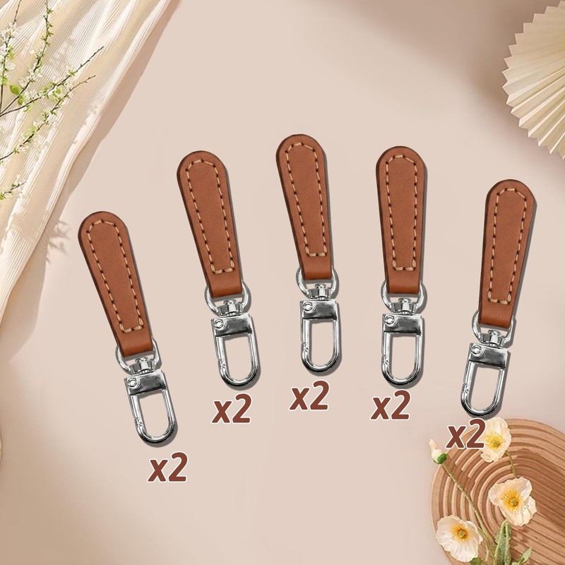 10 Pack Zipper Pull Replacement Leather Handle Detachable Zippers Repair