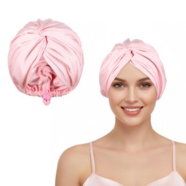 YBEATY Adjustable Silk Satin Hair Bonnet for Sleeping Double Layer Hair Wrap Sleep Cap Turban for Women Men Straight Long Curly Braid