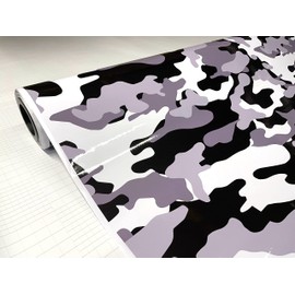 Black White Gray Glossy Camouflage Vinyl Car Wrap Film Sheet + Free Cutter & Squeegee ( Except Sample Size) (2FT x 5FT / 24" x 60")