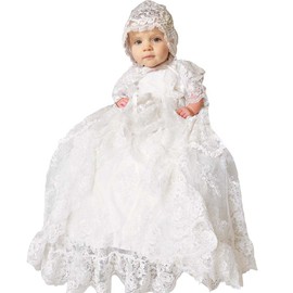 Same White lace Christening Gown dress for baby girl 12Mos