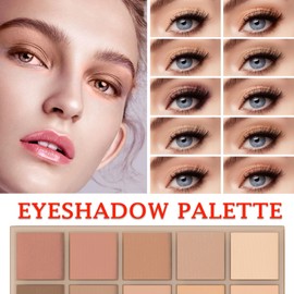 LZYLLS 10 Shades Nude Matte Eyeshadow Palette,Shimmer Naked Eyeshadow Palette,Eye Shadow Palette Natural Flash Waterproof Smoked Professional Makeup Palette With Brush 05