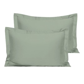 Cotton Seafoam Green Standard Percale Pillow Cases 2 Pack, 100% Long Staple Combed Cotton Oxford Pillow Cover, Plain Weave Oxford Pillow Case 50 x 75cm (Cooling Pillowcases) - Pizuna