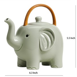 Bicuzat Ceramic 3D Cartoon Elephant Shaped Teapot, Coffee Pot, Tea Pot-Grey