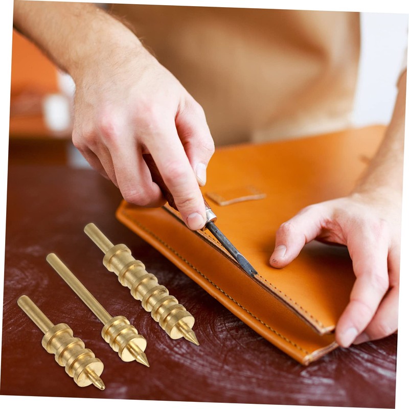 Operitacx DIY Leather Craft Kit 3pcs Copper Leather Slicker Creaser