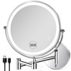 GREENFROM 30X LED Lighted Makeup Mirror: 8.5in Wall Mounted Magnifying