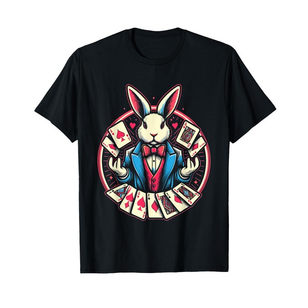 Rabbit Hat Magician Wand Cards Magic Tricks Illusionist T-Shirt