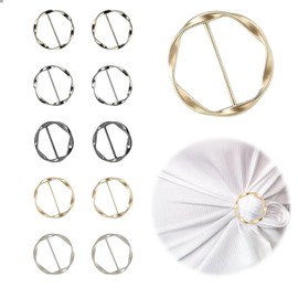 Goiern Pack of 10 T Shirt Clip Scarf Ring Clip Tie Clips Belt Buckles Women's Buckle Silk Scarf Ring for Loose T Shirt Clothing Scarf Buckle, multicoloured