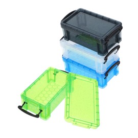 LABRIMP 4pcs Small Clear Storage Boxes with Lids Stackable and Portable Organizing Containers for Craft Supplies Jewelry and Stationery Candy Colored Design for Home and Office