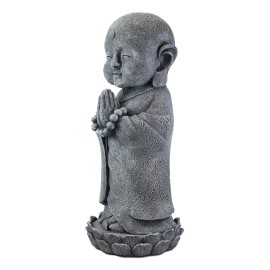 Eastern Enlightenment Large Jizo Monk on Lotus Resin Statue 20.75 Inches Tall