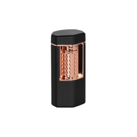 Xikar Meridian Triple Soft Flame Cigar Lighter, Powerful, Elegant, Innovative, Reliable Flint Ignition, Large Easy-to-Use Roller Bar, EZ-View Fuel Window, High Altitude Performance, Black & Rose Gold