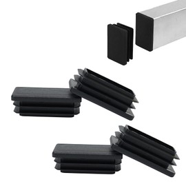 BOPOREAE 4 Pack 1"x 2" Rectangular Tube End Cap Plastic Plugs, Rectangular Tubing Plug Inserts for Metal Tubing, Fences,Glide Protection from Chair Legs and Furniture,Durable Plastic Hole Plugs, Black