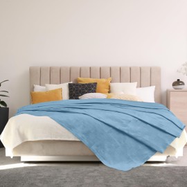 Oakias 100% Cotton Blanket Queen Wedgewood - 350 GSM 90 x 90 Inches Soft Thermal Blanket Queen Size - Throw Blanket Lightweight, Breathable & Durable Summer Blanket for Bed, Couches & Living Room