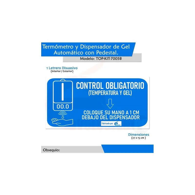 Pedestal Con Termómetro Dispensador De Gel Antibacterial V0 Color Blanca