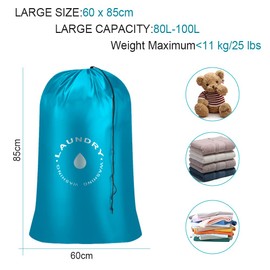 Romon Laundry Bag Travel Dirty Laundry Hamper with Drawstring Closure, Foldable Laundry Bag for Home and Dorm Camping Travel - Blue 60 x 85 cm