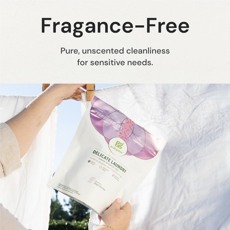 Grab Green Delicate Laundry Detergent Pods, 24 Count, Fragrance Free,