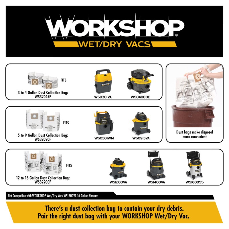WORKSHOP Wet/Dry Vacs Shop Vacuum Accessories WS17856A Locking Attachment Kit