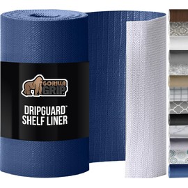 GORILLA GRIP DripGuard Shelf Liner, Non-Adhesive Drawer and Kitchen Cabinet Protector, 24x240 in, Strong Grip Slip Resistant Underside, Smooth Surface Liners for Cabinets, Bathroom Closets, Navy Blue