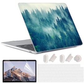 Yadiyeye Case for MacBook Air 13.6 Inch M3 M2 2024-2022 Release A3113 A2681, Ultra Thin Hard Shell Protective Snap Case for Mac Air M2 13 Inch - Fog Forest 02