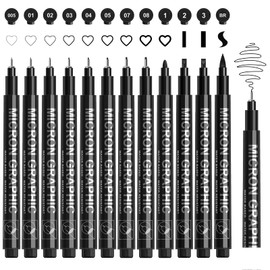 SAKEYR Black Fineliner Pens, 12 Pack Drawing Pens for Artist, Black Waterproof Ink Pens for Technical Drawing, Sketching, Writing, Calligraphy, Illustrations, Art Pens Black Ink