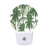 Chrobak Round LED Night Light,Green Leaves Palm Trees LED Night
