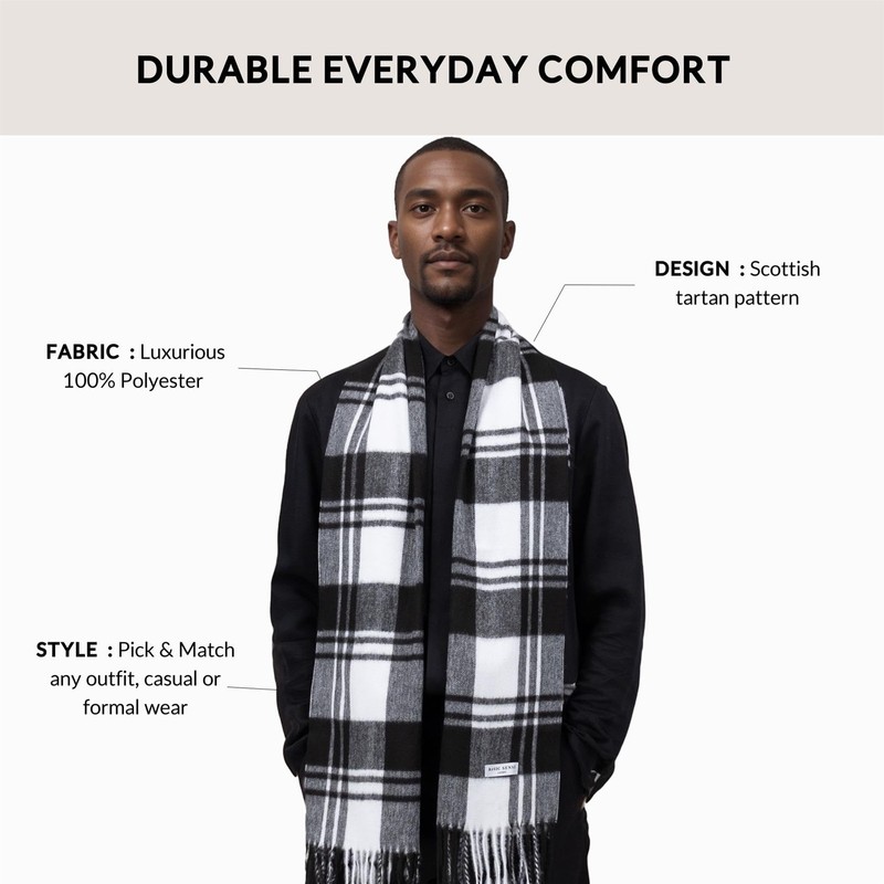 Basic Sense Classic Scottish Tartan Winter Scarf - Super Soft