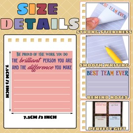 Yinder 24 Pcs Inspirational Sticky Notes with Lines Cute Motivational Sticky Notes Pad Employee Appreciation Gifts Bulk for Teacher Nurse Coworkers Office Supplies 3 x 3''(Elegant,Team)