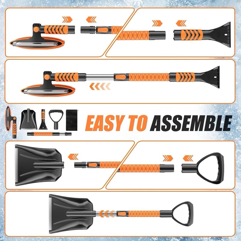 Wikihhome 42" Ice Scraper and Extendable Snow Brush, Detachable Snow