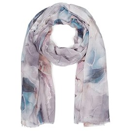 styleBREAKER 01016219 Women's Scarf with Elegant Marble Pattern and Short Fringes, Light Scarf in Pastel Colours, Stole, gray