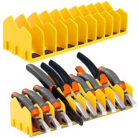 JNUYISW Pliers Wrench Organiser, Pack of 2 Yellow Pliers Holder Tool Organiser with 10 Slots Non-Slip Rubber Base Plier Rack Tool Holder for Pliers, Wrenches, Hand Tools